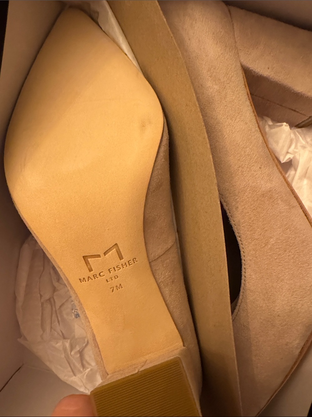 Marc Fisher Nude Suede Pointed Toe Flats - Picture 3 of 4